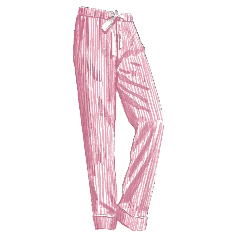 Striped Poplin PJ Pants Comfortable Denim Trousers