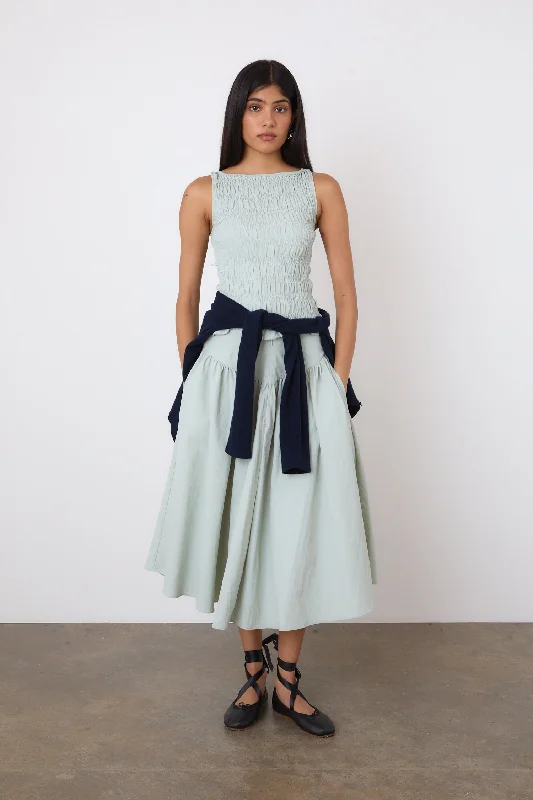 The Deba Midi Skirt, Shell leather skirt refined