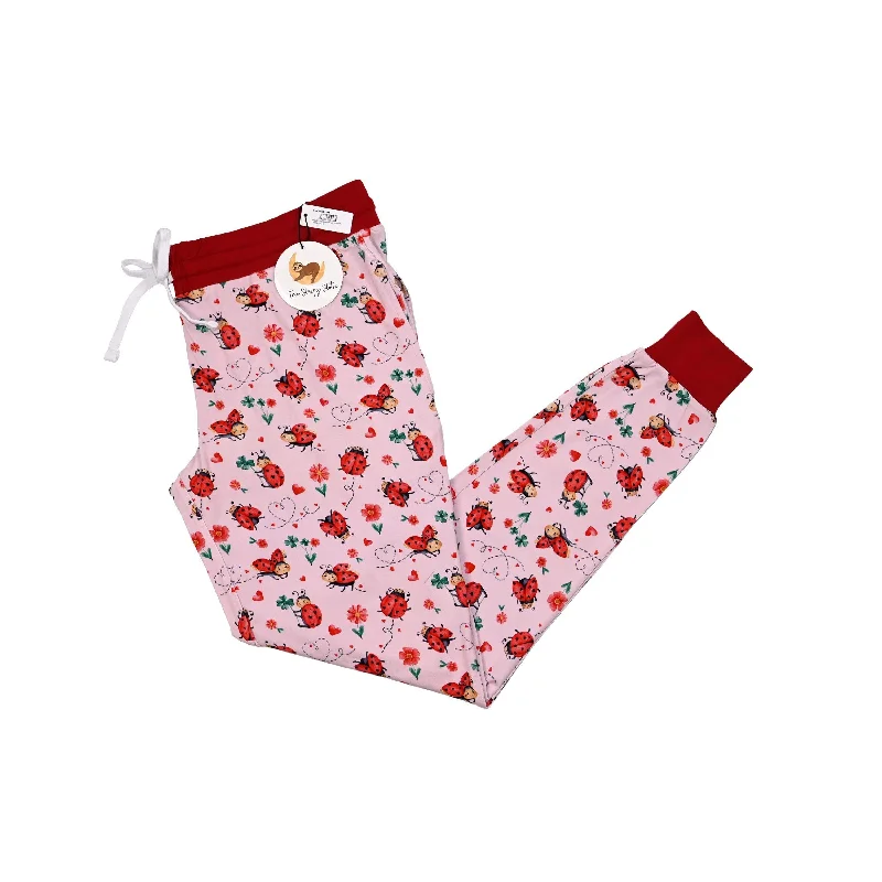 The Sleepy Sloth Valentine's Day Little Lady Love Ladybugs Print Women's Sleepy Pants Pajama Bottoms Comfortable Denim Pants The Sleepy Sloth Valentine's Day Little Lady Love Ladybugs Print Women's Sleepy Pants Pajama Bottoms Comfortable Denim Pants