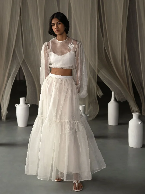 Trance Off-White Tiered Skirt leather skirt bold