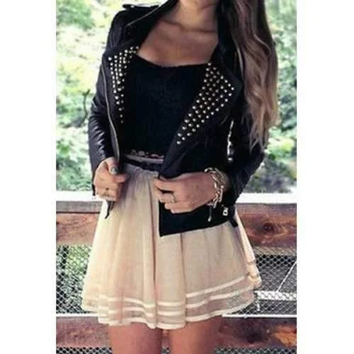 Sexy Spaghetti Strap Solid Color Lace Tank Top + Elastic Waist Skirt Women's Twinset - White And Black S high waist skirt