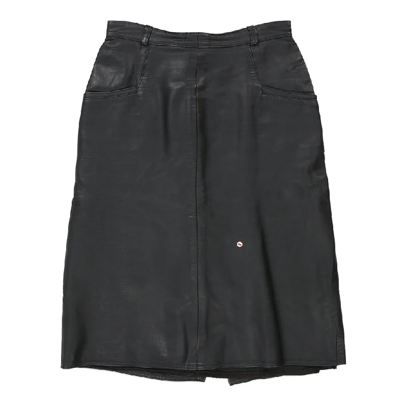 Unbranded Midi Skirt - 28W UK 8 Black Leather chiffon skirt lightweight