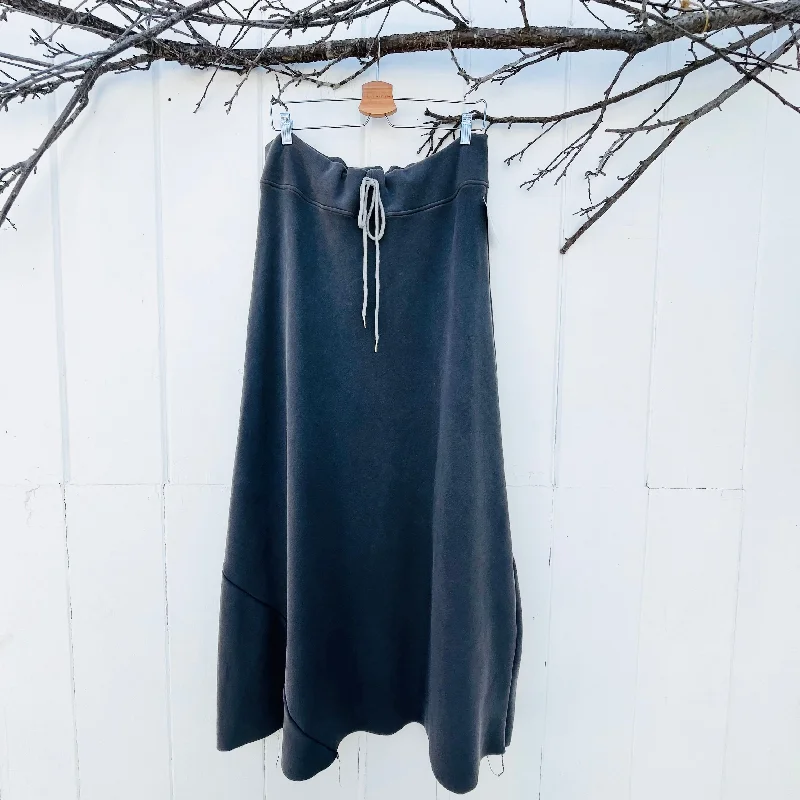 VH-1508 Stone Gray Fleece Maxi Skirt leather skirt modern