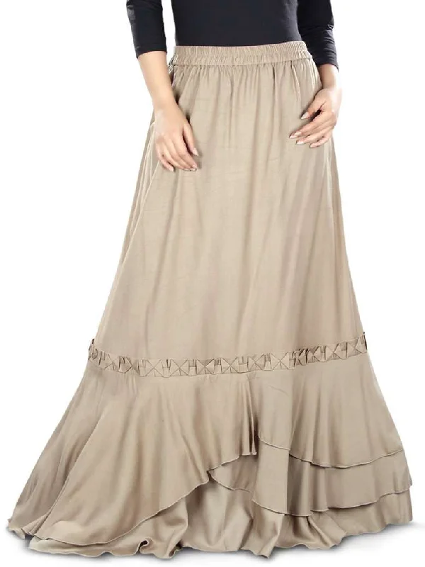 Wahuj Khaki Rayon Skirt chiffon skirt airy