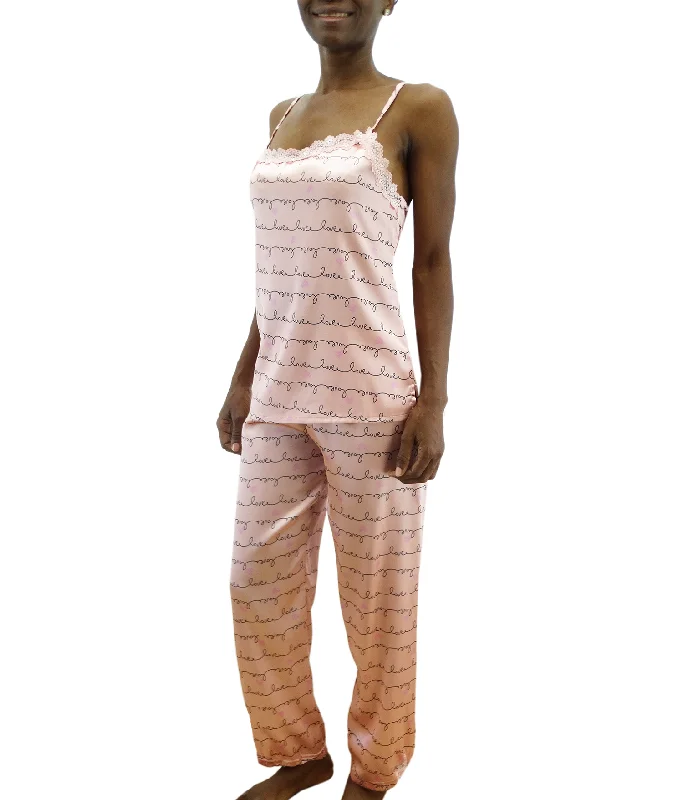 SPJS35PJV, Joan Vass Women's 2pc Pj Pants Set (S-XL) Relaxed Casual Leggings