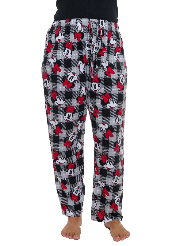 Womens Plus Size Minnie Mouse Pajama Pants Plaid Red Black Disney Chic Capri Pants