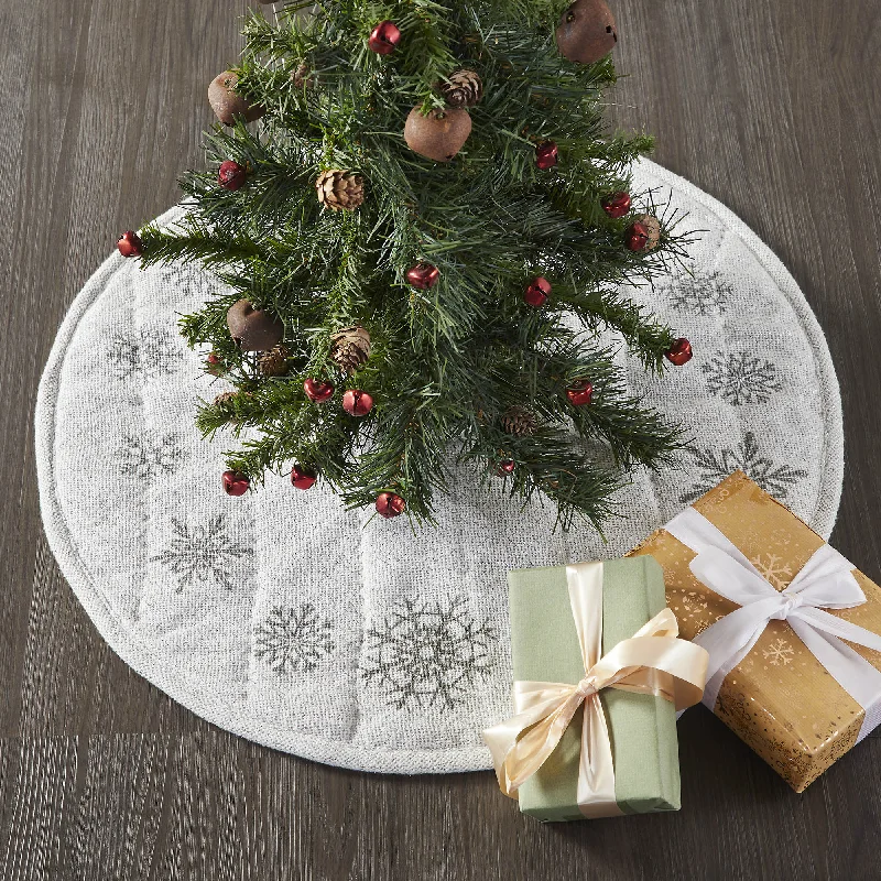 Yuletide Burlap Antique White Snowflake Tree Skirt 24 wool skirt sturdy